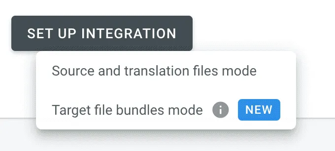 Set Up Integration button with options